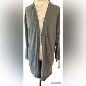 Karen Neuburger Womens Open Front Cotton Cardigan in Sage Grey Sz S